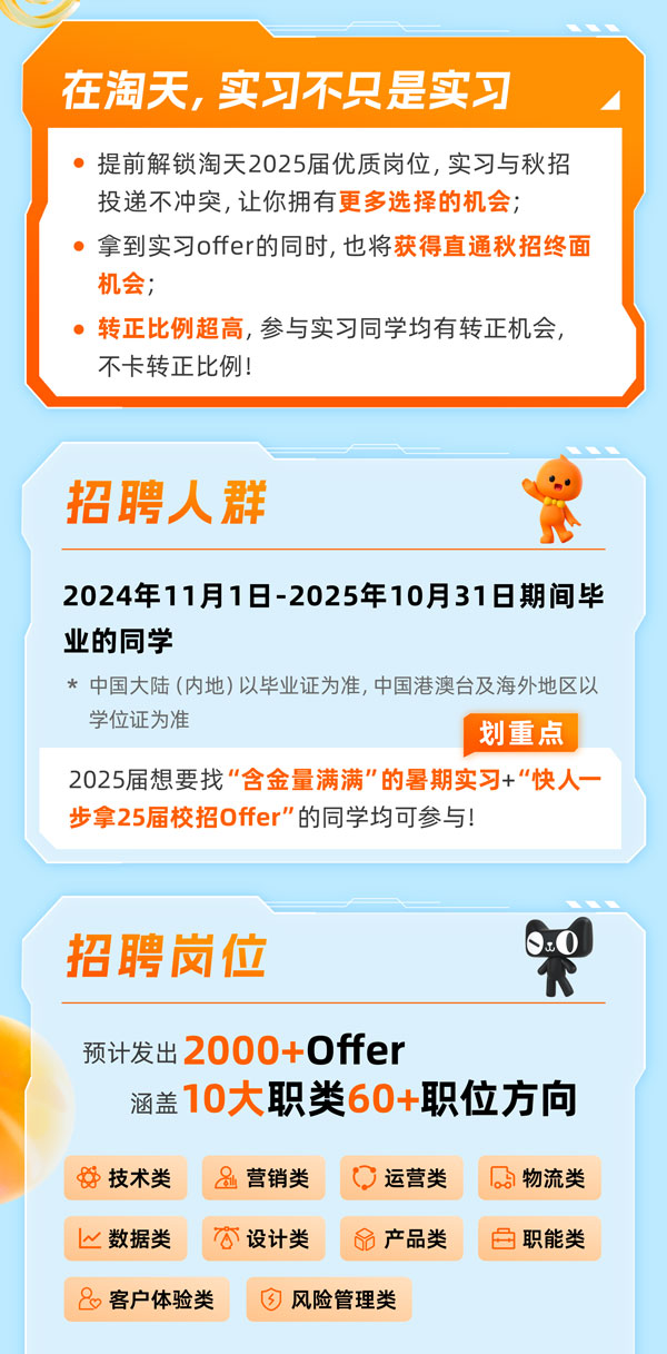 淘天集团启动2025届实习生招聘